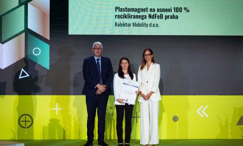 The national Silver Award confirms the company’s development excellence and its contribution to the advancement of sustainable technologies for the future of mobility electrification. Dr. Ana Drmota Petrič accepted the award on behalf of Kolektor Mobility