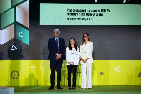The national Silver Award confirms the company’s development excellence and its contribution to the advancement of sustainable technologies for the future of mobility electrification. Dr. Ana Drmota Petrič accepted the award on behalf of Kolektor Mobility
